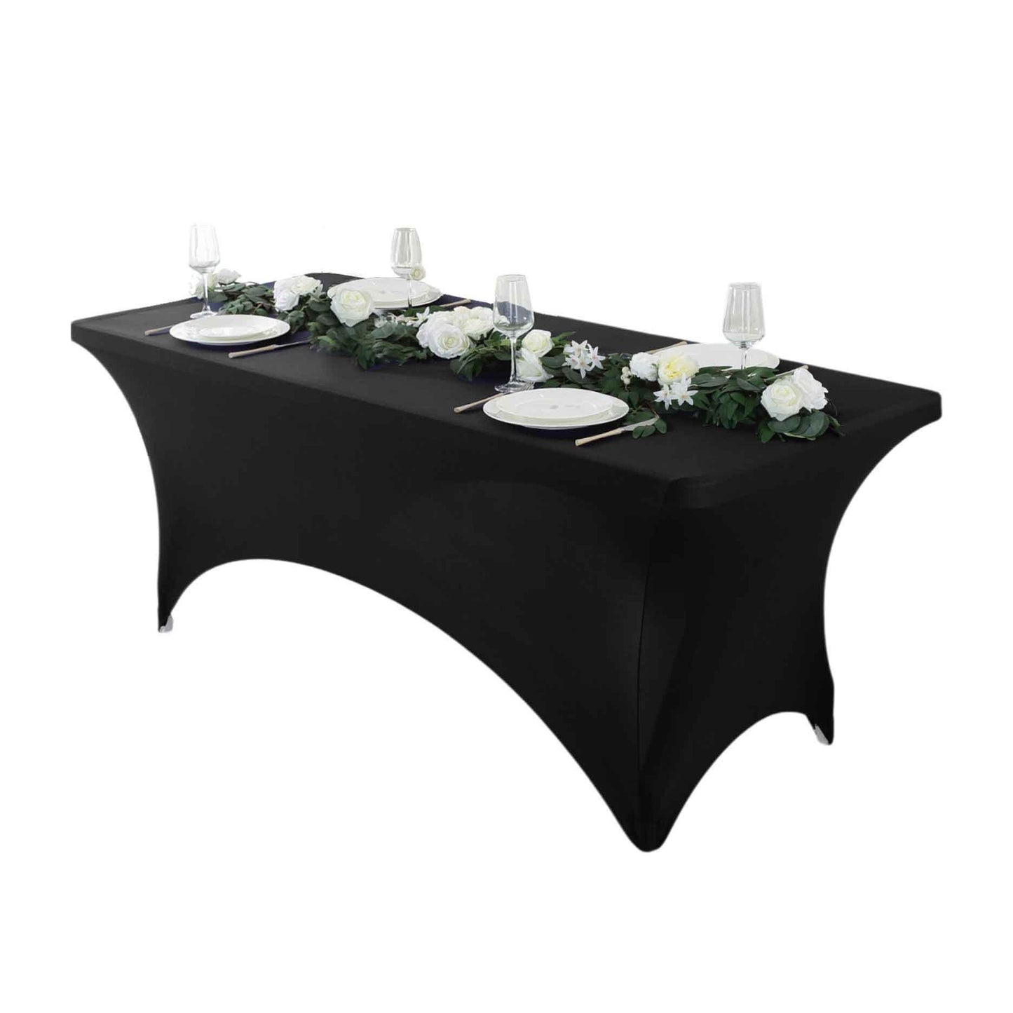 4pcs Spandex Tablecloth, Stretch Rectangle Table Covers - Elastic Spandex Polyester Blend, Perfect for Parties, Dances, Weddings, Exhibitions | Solid Colors, Easy Fit & Versatile Use, Table Cloth