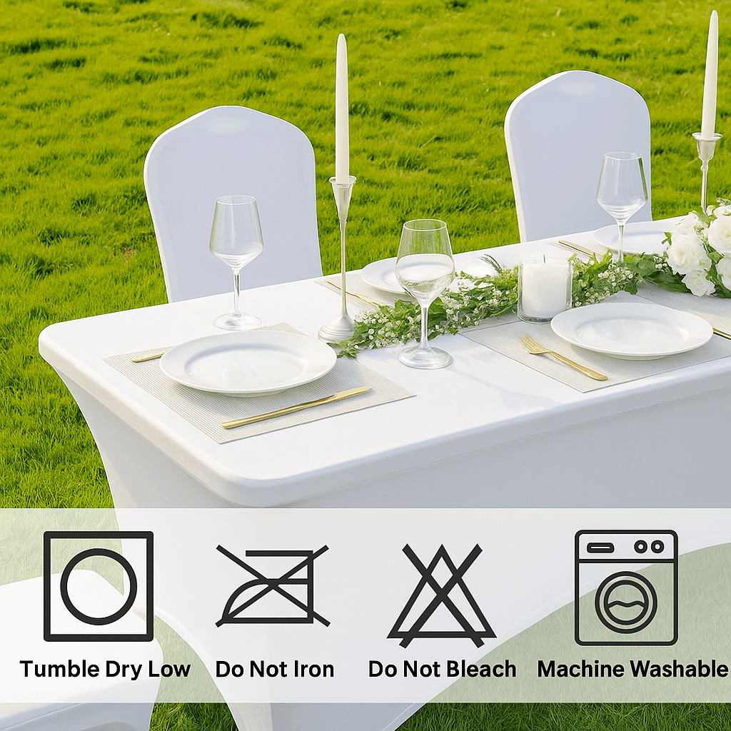 4/12pcs Spandex Stretch Tablecloths, Rectangular Fitted Covers for Parties, Weddings, Events & Trade Shows – Solid Colors, Wrinkle-Resistant & Easy Fit