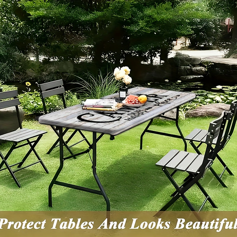 1pc of Elastic Edge Tablecloth - Vivid Colors, Rectangular Polyester Tablecloth for Both Inside And Outside Use, Suitable for Camping, Picnics, Rvs And Beach Adventures, Simple Style, Easy to Care For, Multi-Functional Access