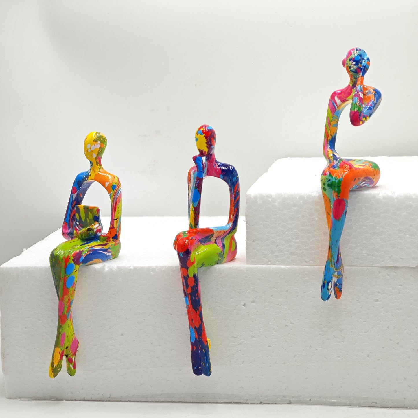 Room Decor 3pcs Abstract Thinking Figures Statue Set, Resin Crafted, Modern Art Sculptures for Home & Office Decor, Interior Design Accents, DIY Decoration