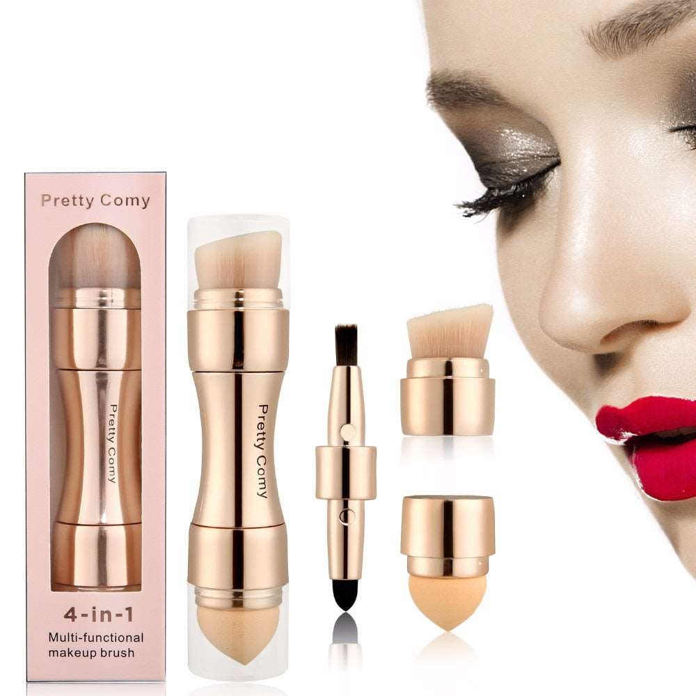 4 In 1 Portable Professional Makeup Brushes Foundation Eyebrow Shadow Eyeliner Blush Powder Tool
