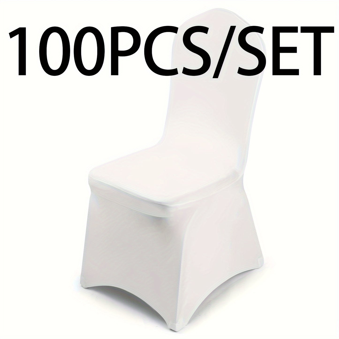 KUOGO 50/100pcs Stretch Chair Covers For Dining Chair, Fitted Spandex Chair Protector, Stretchable Removable Chair Slipcover, For Banquet, Party, Dinning, Celebration, Wedding, White-Dining-100pcs