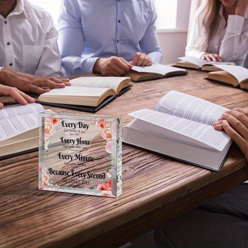 Christian Gifts for Women Men Bible Verses Religious Gifts Faith Christian Gifts Prayer Room Decor for Office Desk Scripture Inspirational Home Decor (Floral)