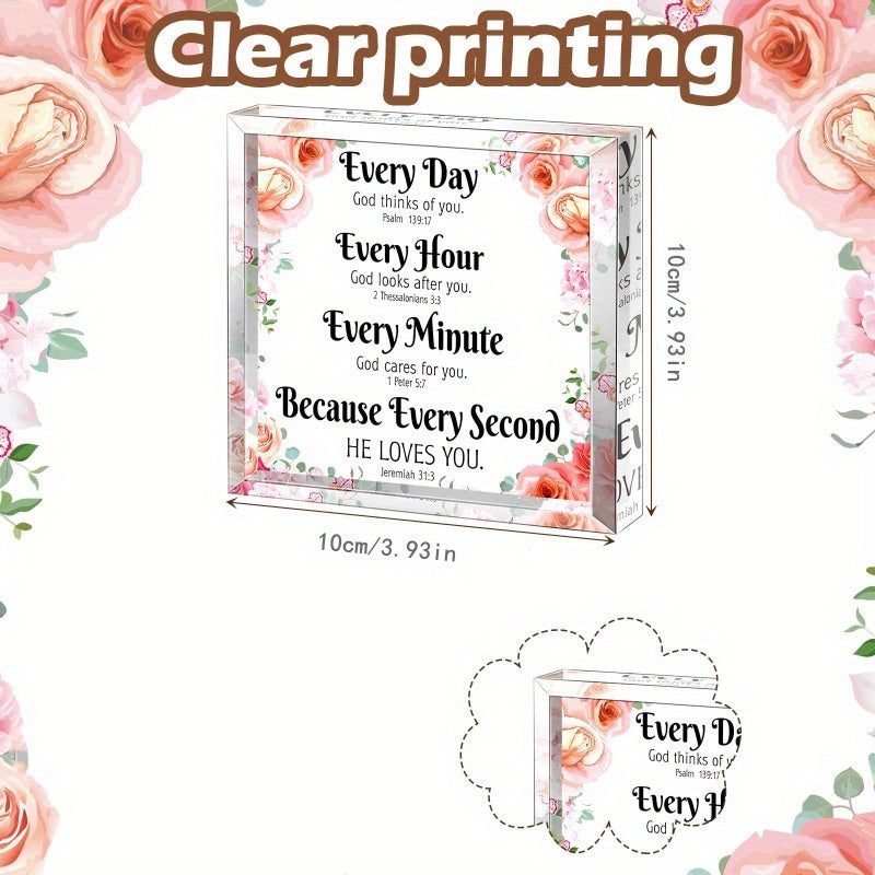 Christian Gifts for Women Men Bible Verses Religious Gifts Faith Christian Gifts Prayer Room Decor for Office Desk Scripture Inspirational Home Decor (Floral)