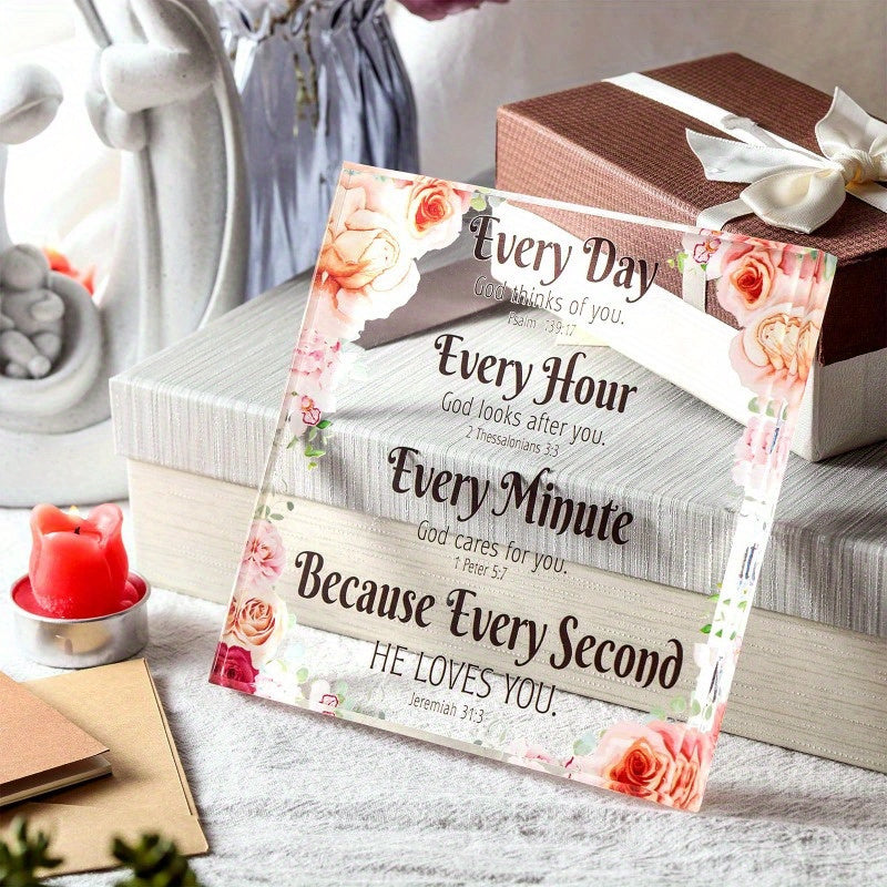 Christian Gifts for Women Men Bible Verses Religious Gifts Faith Christian Gifts Prayer Room Decor for Office Desk Scripture Inspirational Home Decor (Floral)