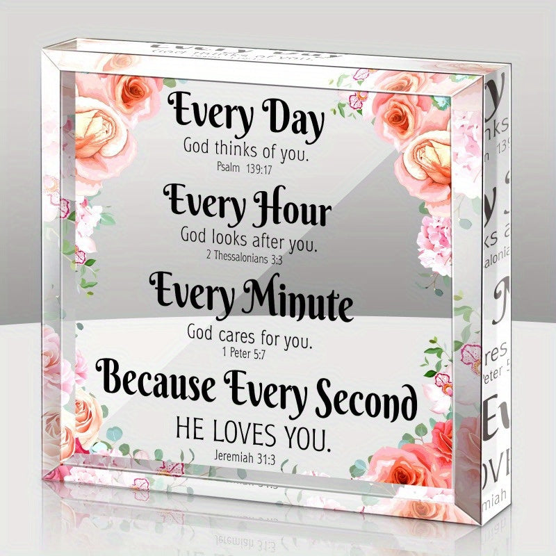 Christian Gifts for Women Men Bible Verses Religious Gifts Faith Christian Gifts Prayer Room Decor for Office Desk Scripture Inspirational Home Decor (Floral)