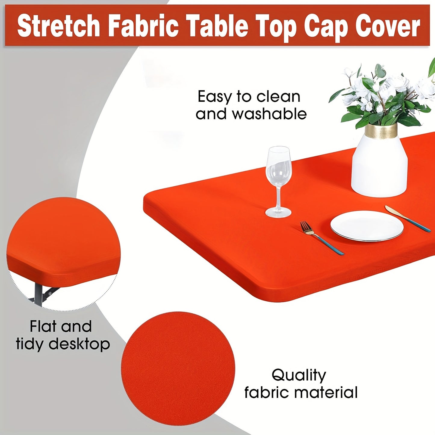1pc Rectangular Semi-Circle Tablecloth, Wrinkle-Resistant Washable Stretch Fit Polyester Table Cover, Suitable for Parties, Weddings, Gardens, Outdoor, Dining, Picnic