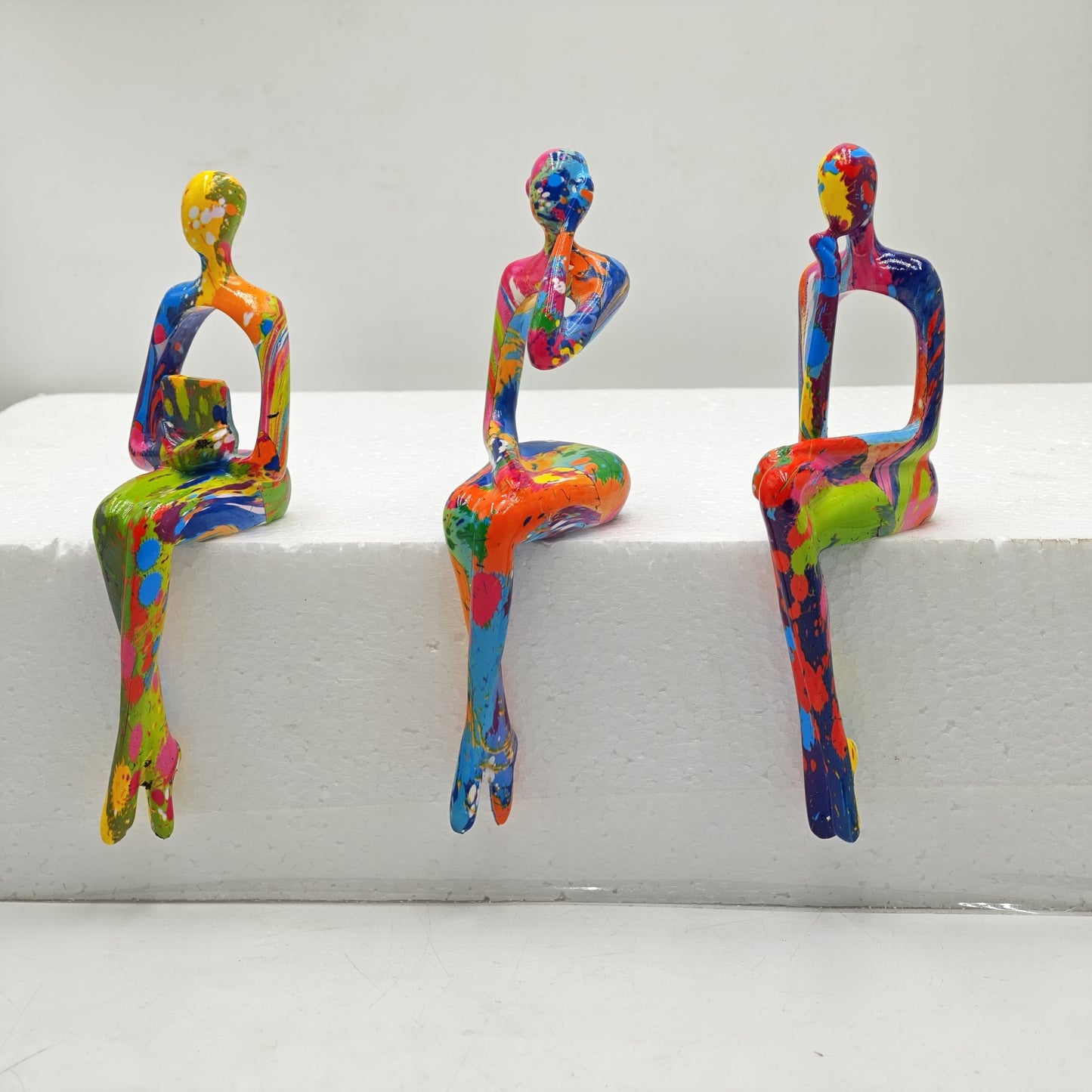 Room Decor 3pcs Abstract Thinking Figures Statue Set, Resin Crafted, Modern Art Sculptures for Home & Office Decor, Interior Design Accents, DIY Decoration