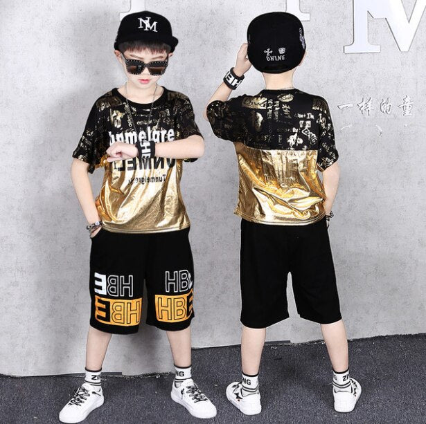 2 Pieces Suit Kids Boys Clothing Sets Hip-hop Summer Outfits