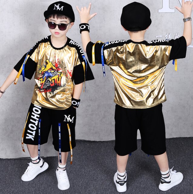 2 Pieces Suit Kids Boys Clothing Sets Hip-hop Summer Outfits