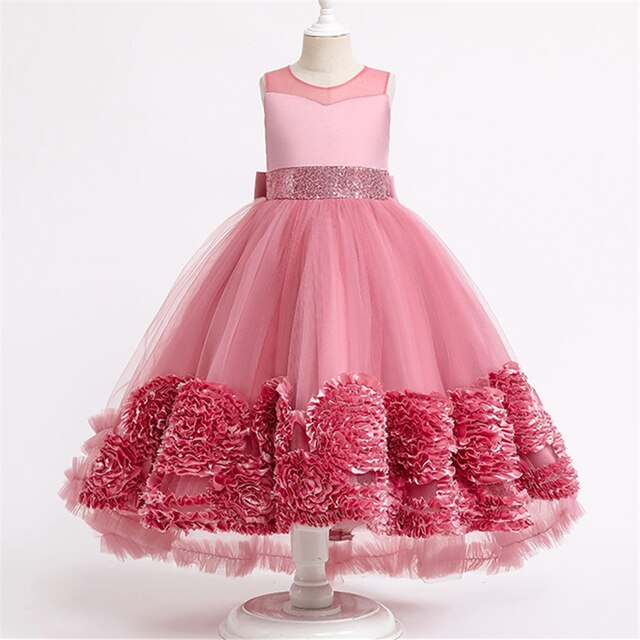 Princess Lace Dress Kids Long Formal Ball Gown