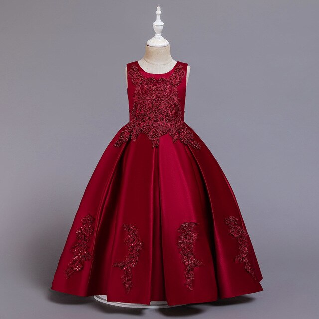 Princess Lace Dress Kids Long Formal Ball Gown