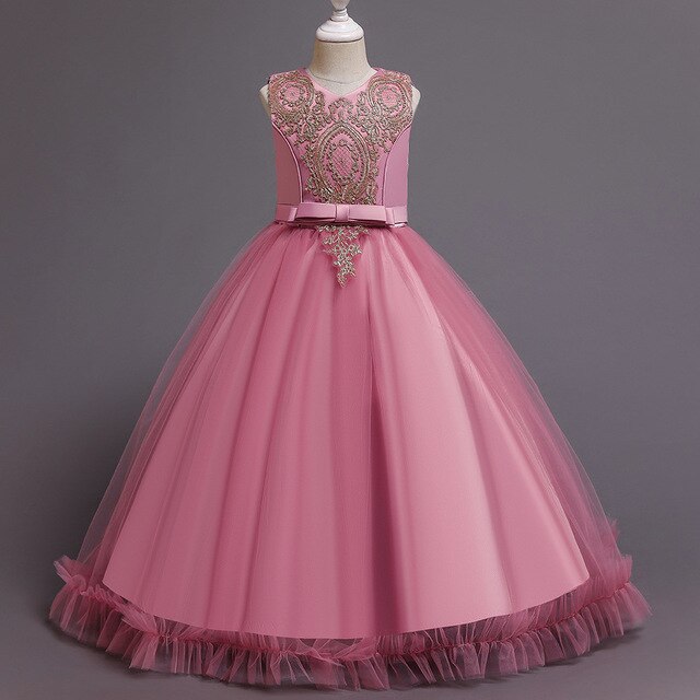 Princess Lace Dress Kids Long Formal Ball Gown