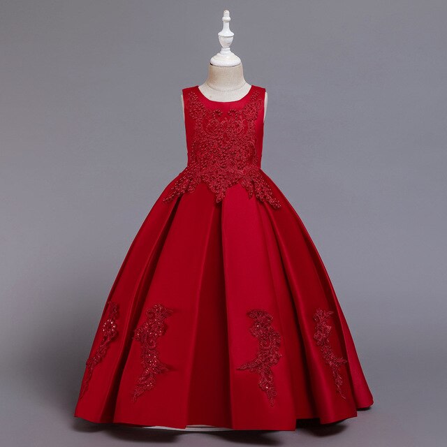 Princess Lace Dress Kids Long Formal Ball Gown