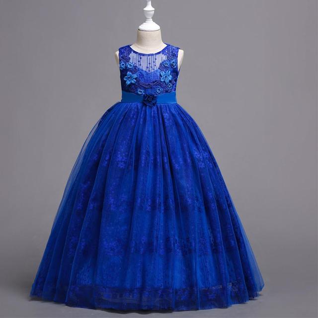 Princess Lace Dress Kids Long Formal Ball Gown