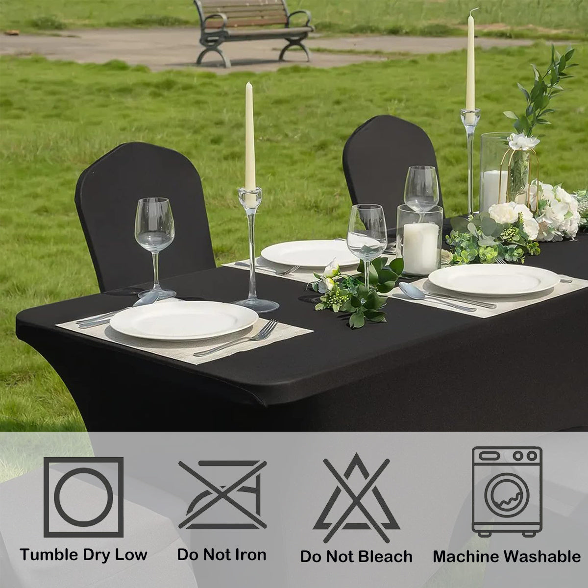 4/12pcs Spandex Stretch Tablecloths, Rectangular Fitted Covers for Parties, Weddings, Events & Trade Shows – Solid Colors, Wrinkle-Resistant & Easy Fit