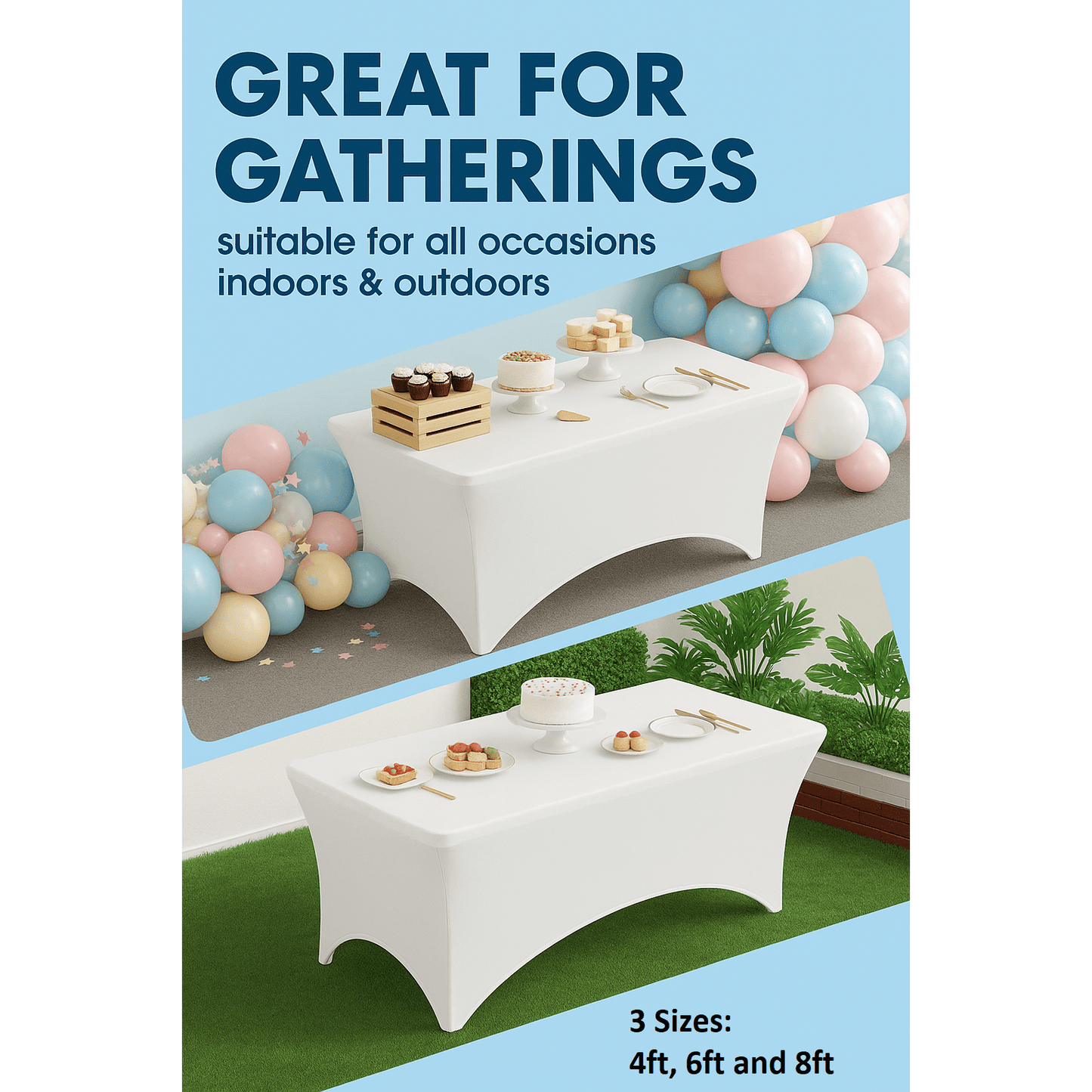 4/12pcs Spandex Stretch Tablecloths, Rectangular Fitted Covers for Parties, Weddings, Events & Trade Shows – Solid Colors, Wrinkle-Resistant & Easy Fit