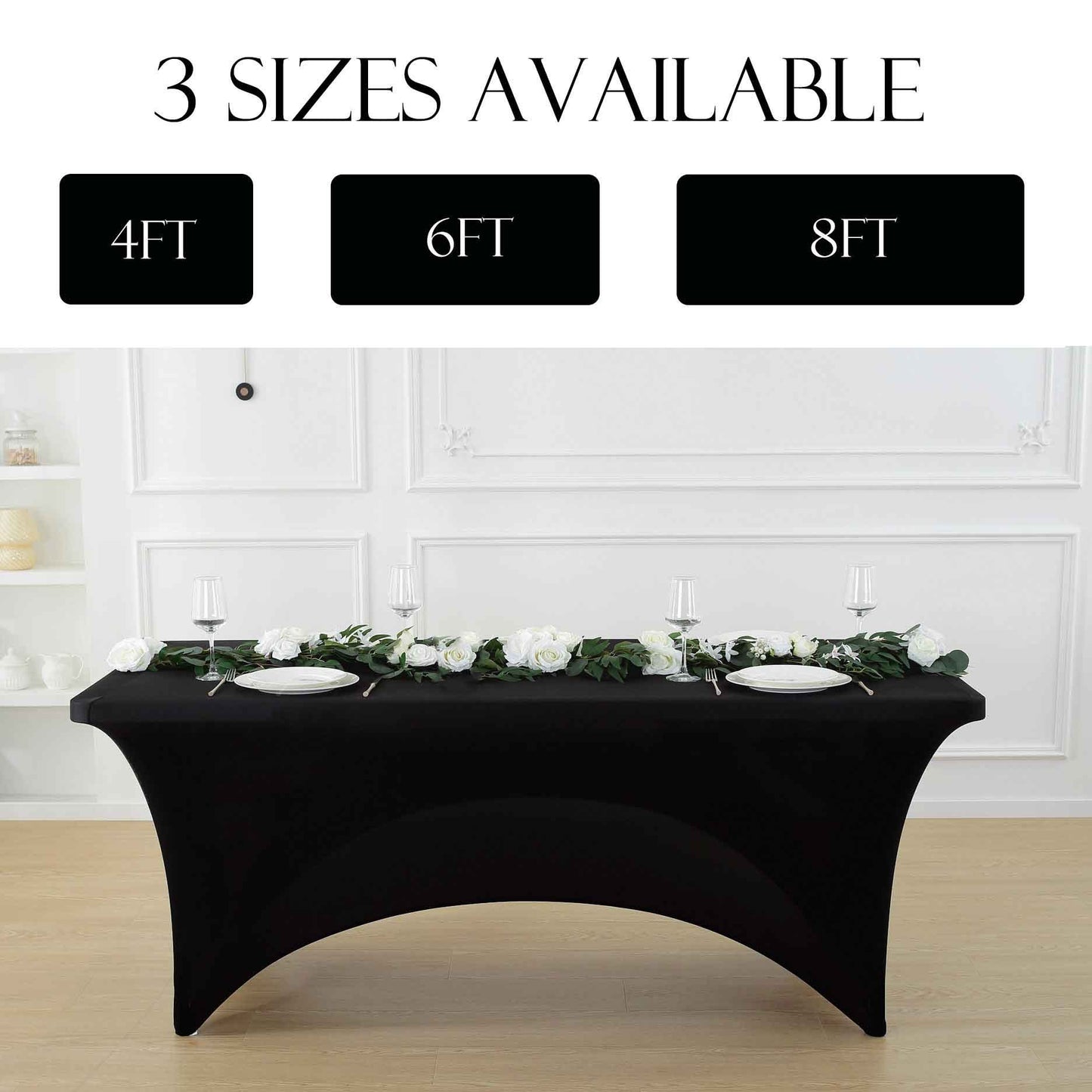 4pcs Spandex Tablecloth, Stretch Rectangle Table Covers - Elastic Spandex Polyester Blend, Perfect for Parties, Dances, Weddings, Exhibitions | Solid Colors, Easy Fit & Versatile Use, Table Cloth