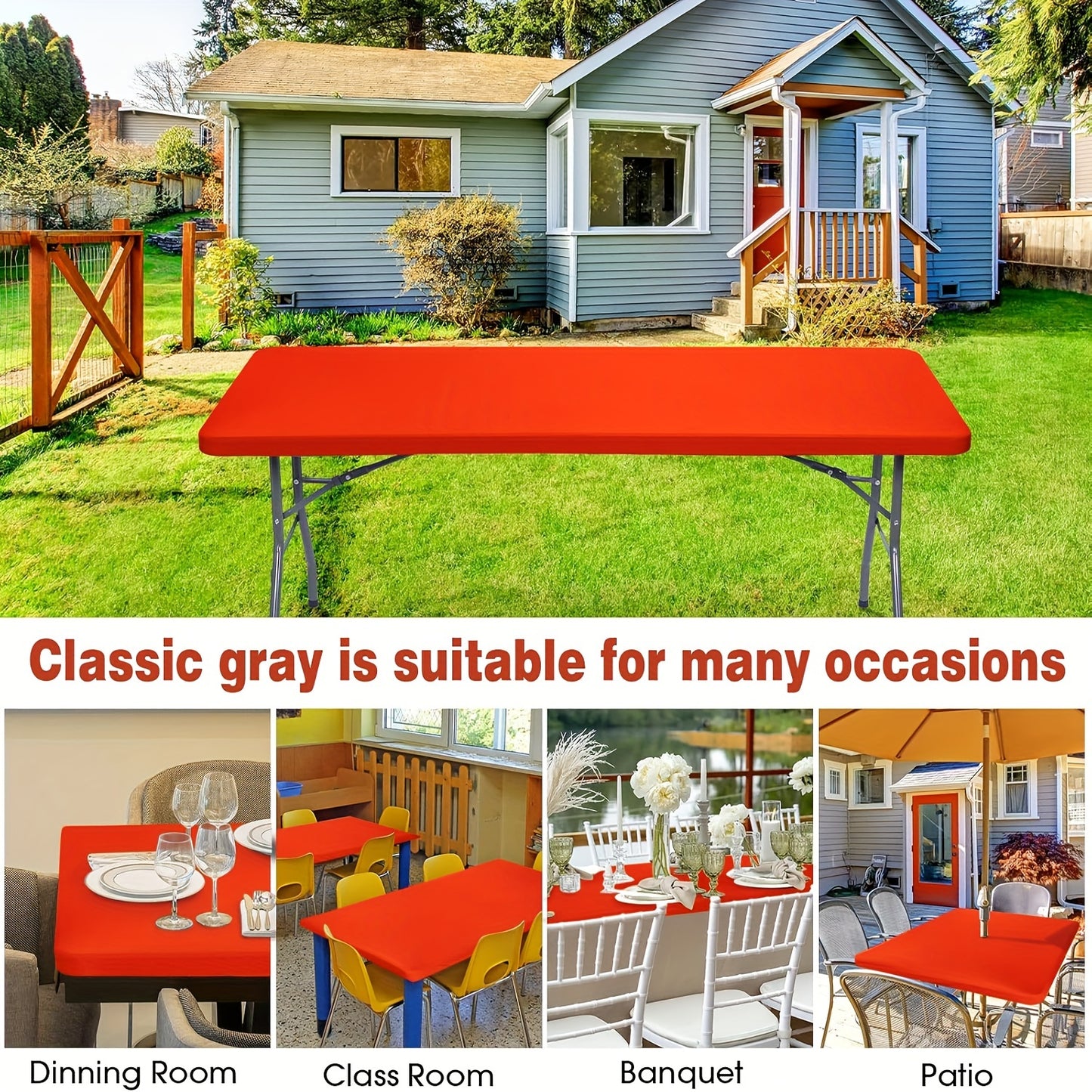 1pc Rectangular Semi-Circle Tablecloth, Wrinkle-Resistant Washable Stretch Fit Polyester Table Cover, Suitable for Parties, Weddings, Gardens, Outdoor, Dining, Picnic