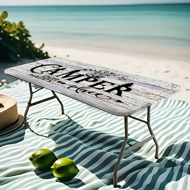1pc of Elastic Edge Tablecloth - Vivid Colors, Rectangular Polyester Tablecloth for Both Inside And Outside Use, Suitable for Camping, Picnics, Rvs And Beach Adventures, Simple Style, Easy to Care For, Multi-Functional Access