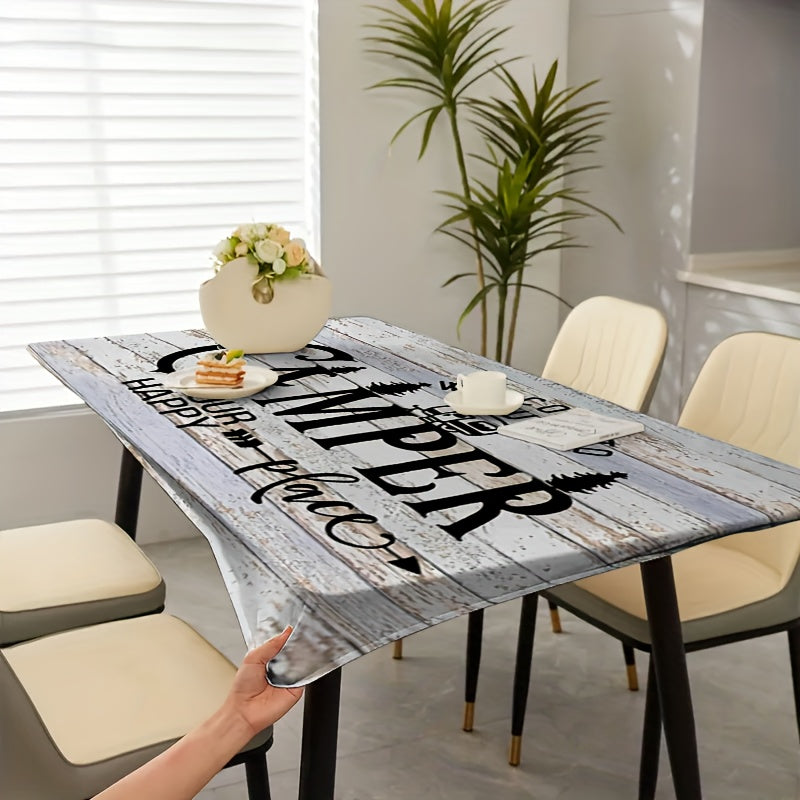 1pc of Elastic Edge Tablecloth - Vivid Colors, Rectangular Polyester Tablecloth for Both Inside And Outside Use, Suitable for Camping, Picnics, Rvs And Beach Adventures, Simple Style, Easy to Care For, Multi-Functional Access