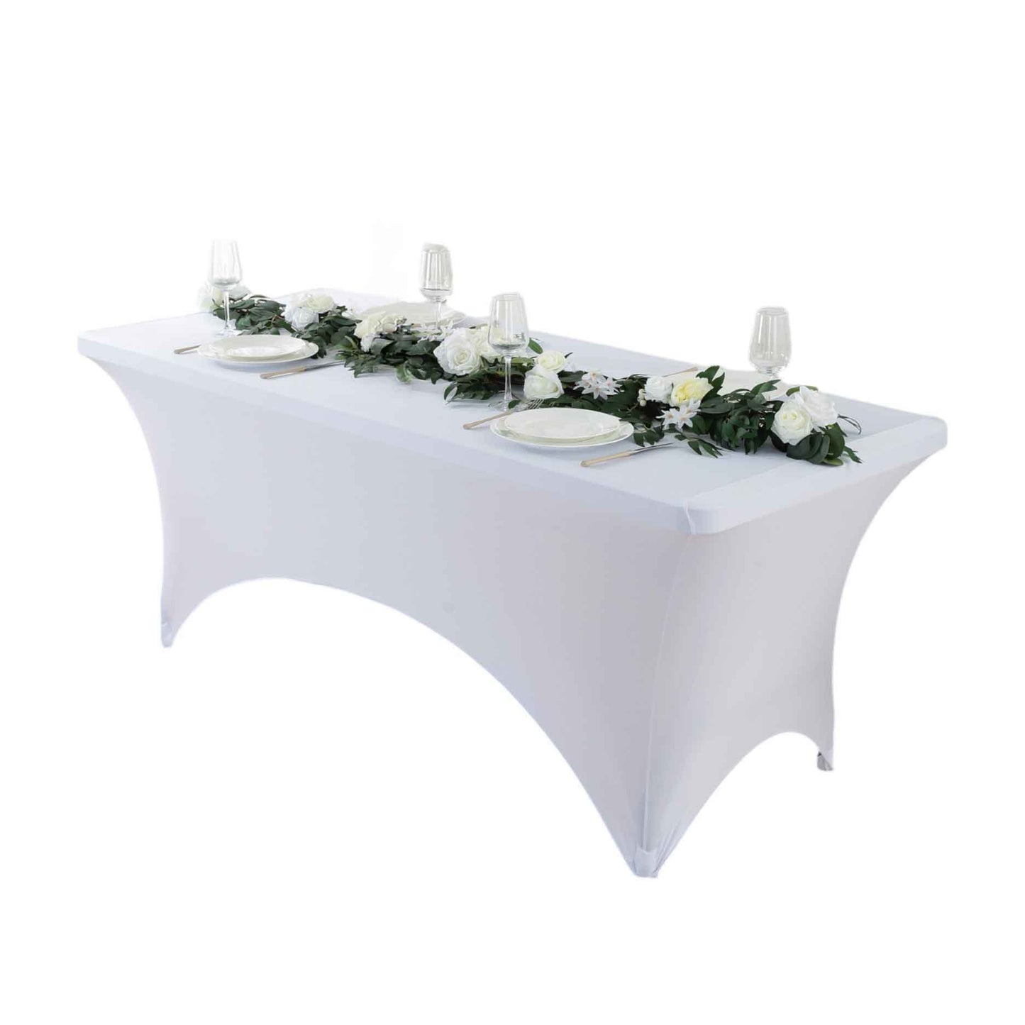 4pcs Spandex Tablecloth, Stretch Rectangle Table Covers - Elastic Spandex Polyester Blend, Perfect for Parties, Dances, Weddings, Exhibitions | Solid Colors, Easy Fit & Versatile Use, Table Cloth