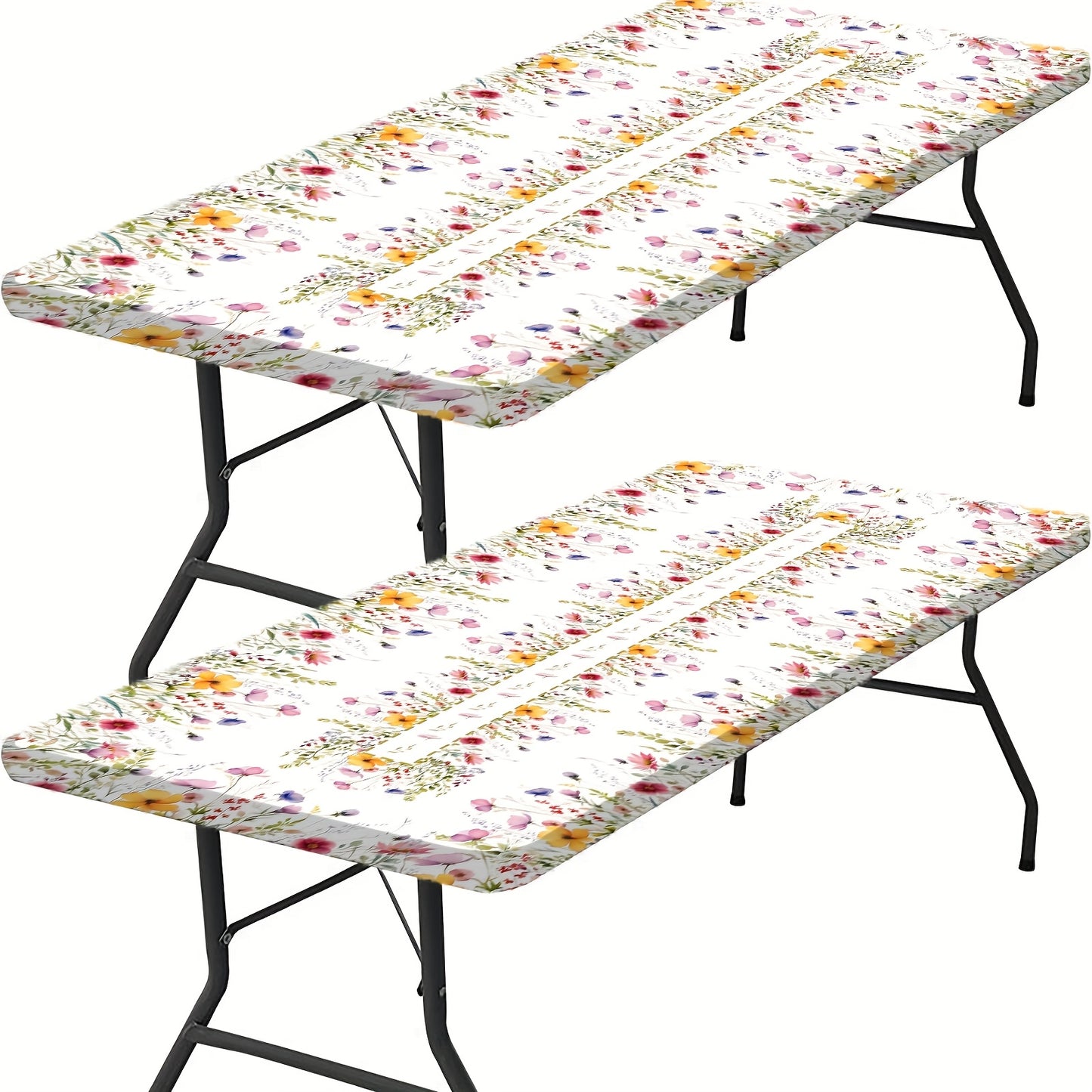 1pc 30x72 Inch Blooming Flower Spring Tablecloth - Blue & White Floral Polyester Rectangular Table Cover for Farmhouse, Parties, Picnics, Camping - Machine-Made, Spring Summer Home Decor, Picnic Essentials, Vibrant Table Sett