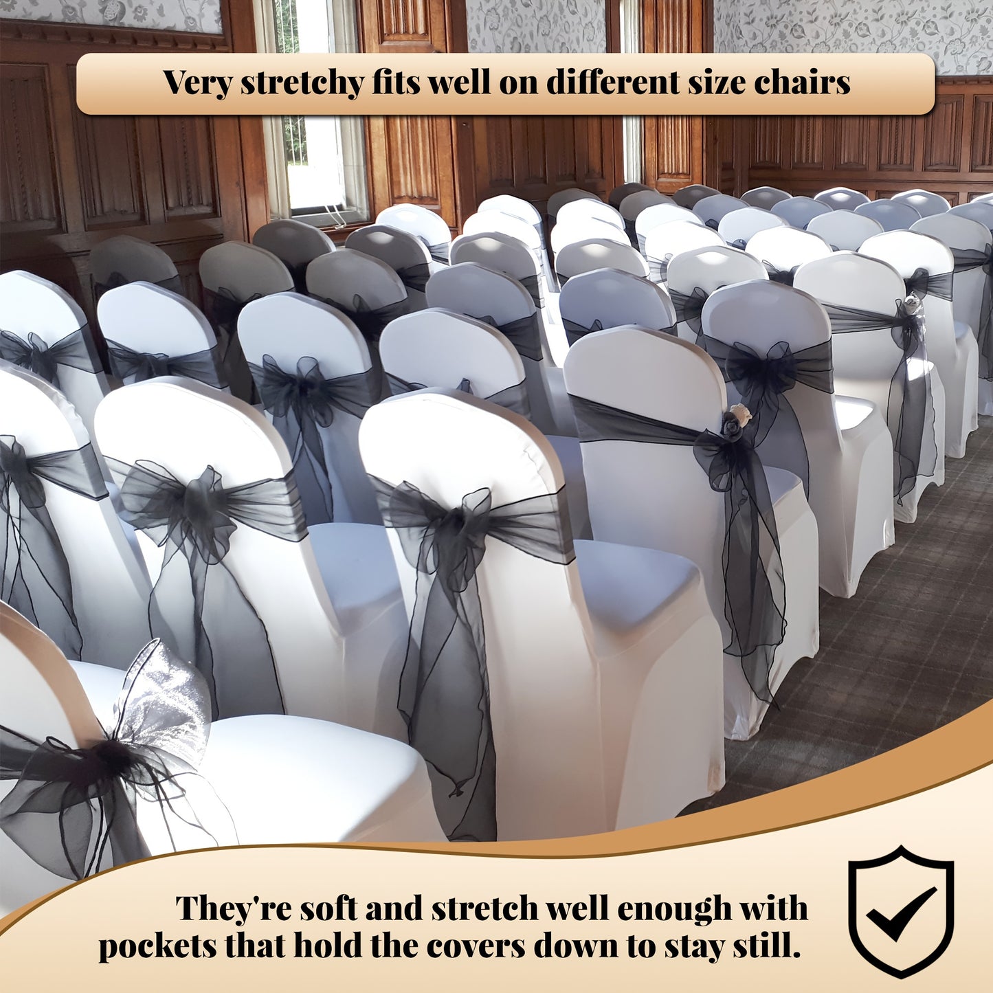 KUOGO 50/100pcs Stretch Chair Covers For Dining Chair, Fitted Spandex Chair Protector, Stretchable Removable Chair Slipcover, For Banquet, Party, Dinning, Celebration, Wedding, White-Dining-100pcs