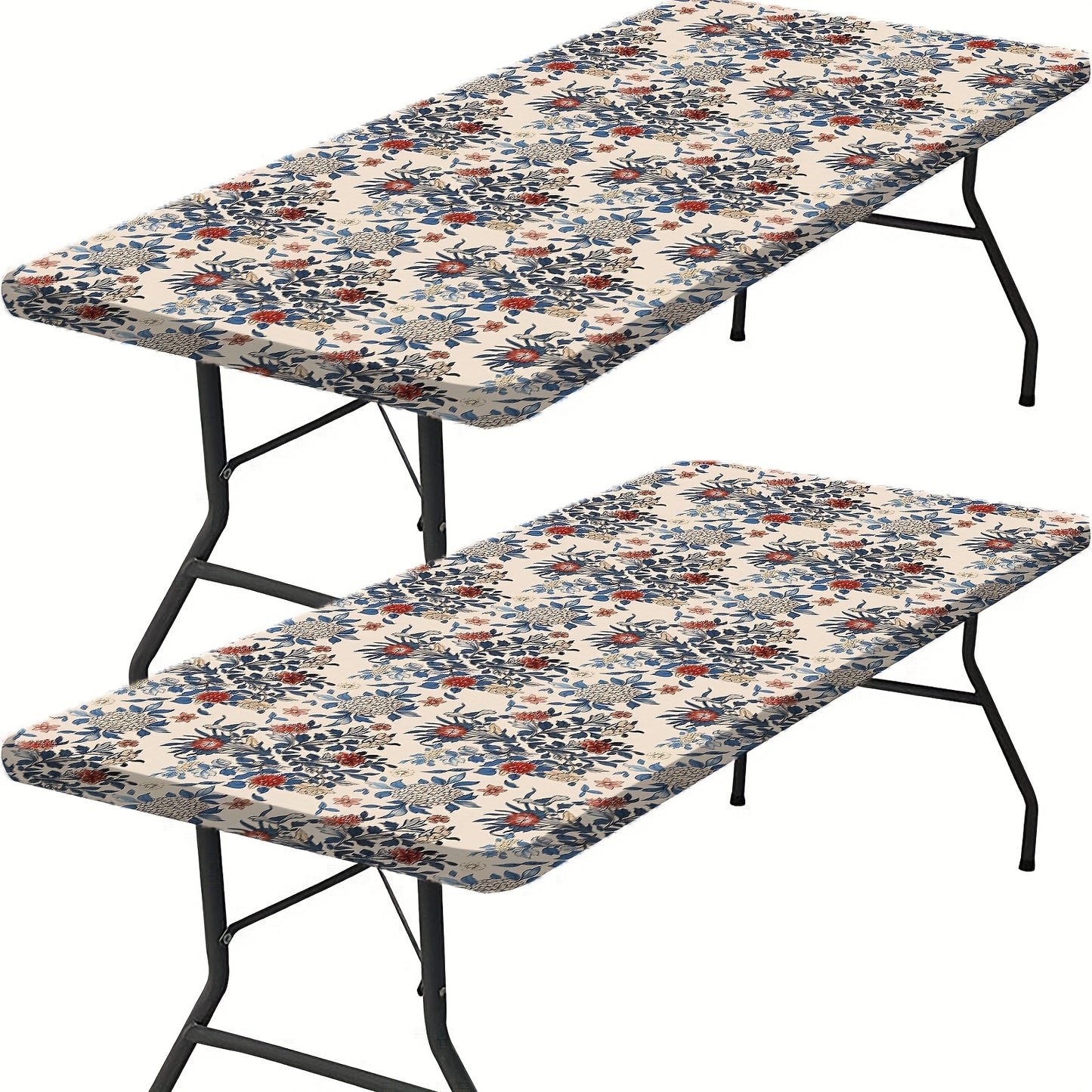 1pc 30x72 Inch Blooming Flower Spring Tablecloth - Blue & White Floral Polyester Rectangular Table Cover for Farmhouse, Parties, Picnics, Camping - Machine-Made, Spring Summer Home Decor, Picnic Essentials, Vibrant Table Sett