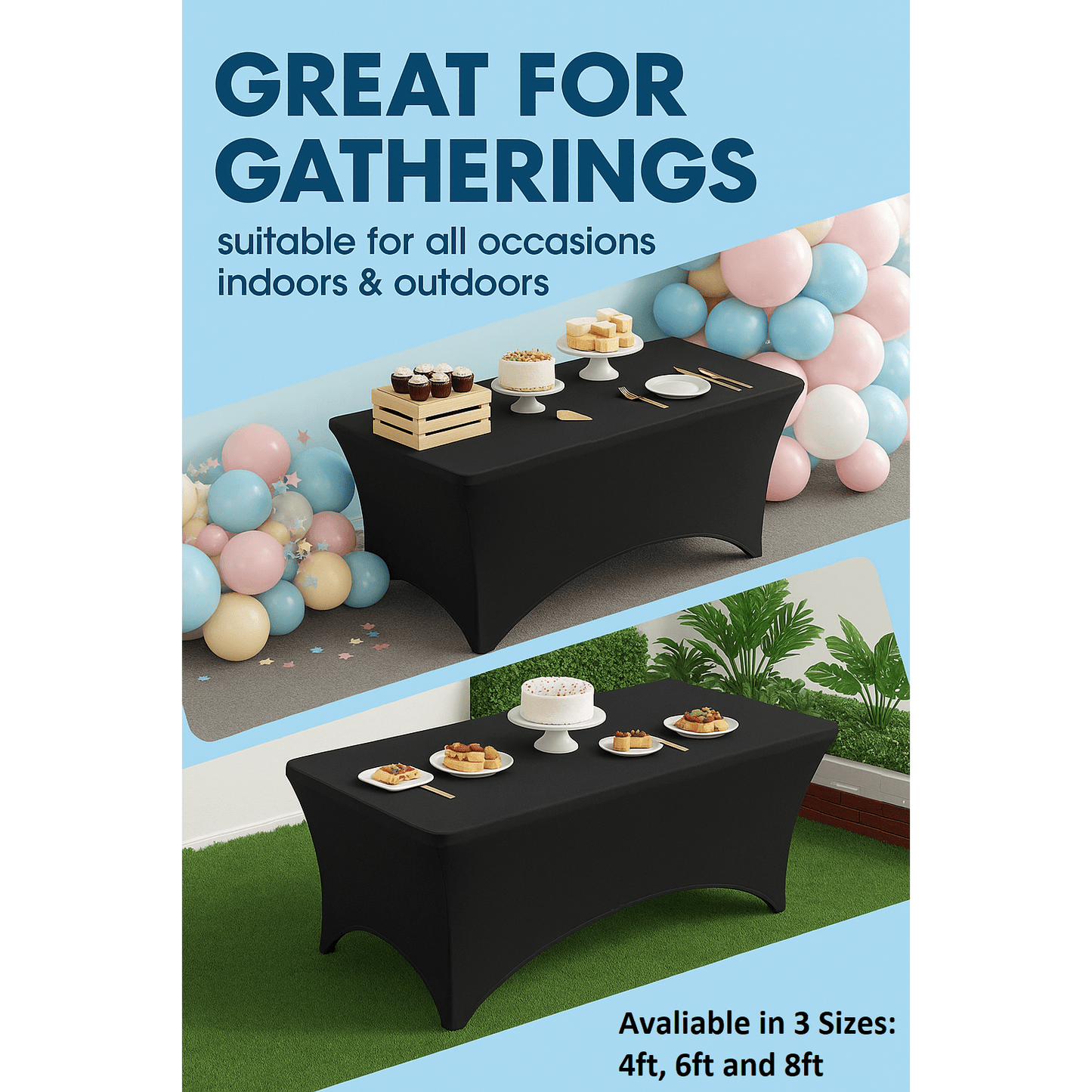 4/12pcs Spandex Stretch Tablecloths, Rectangular Fitted Covers for Parties, Weddings, Events & Trade Shows – Solid Colors, Wrinkle-Resistant & Easy Fit