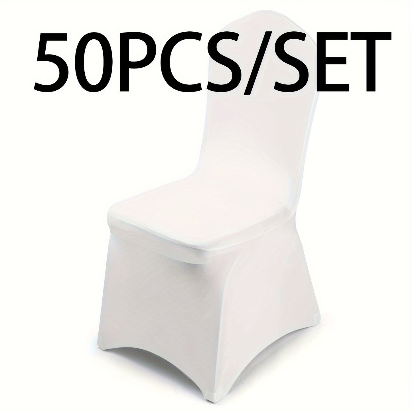 KUOGO 50/100pcs Stretch Chair Covers For Dining Chair, Fitted Spandex Chair Protector, Stretchable Removable Chair Slipcover, For Banquet, Party, Dinning, Celebration, Wedding, White-Dining-100pcs