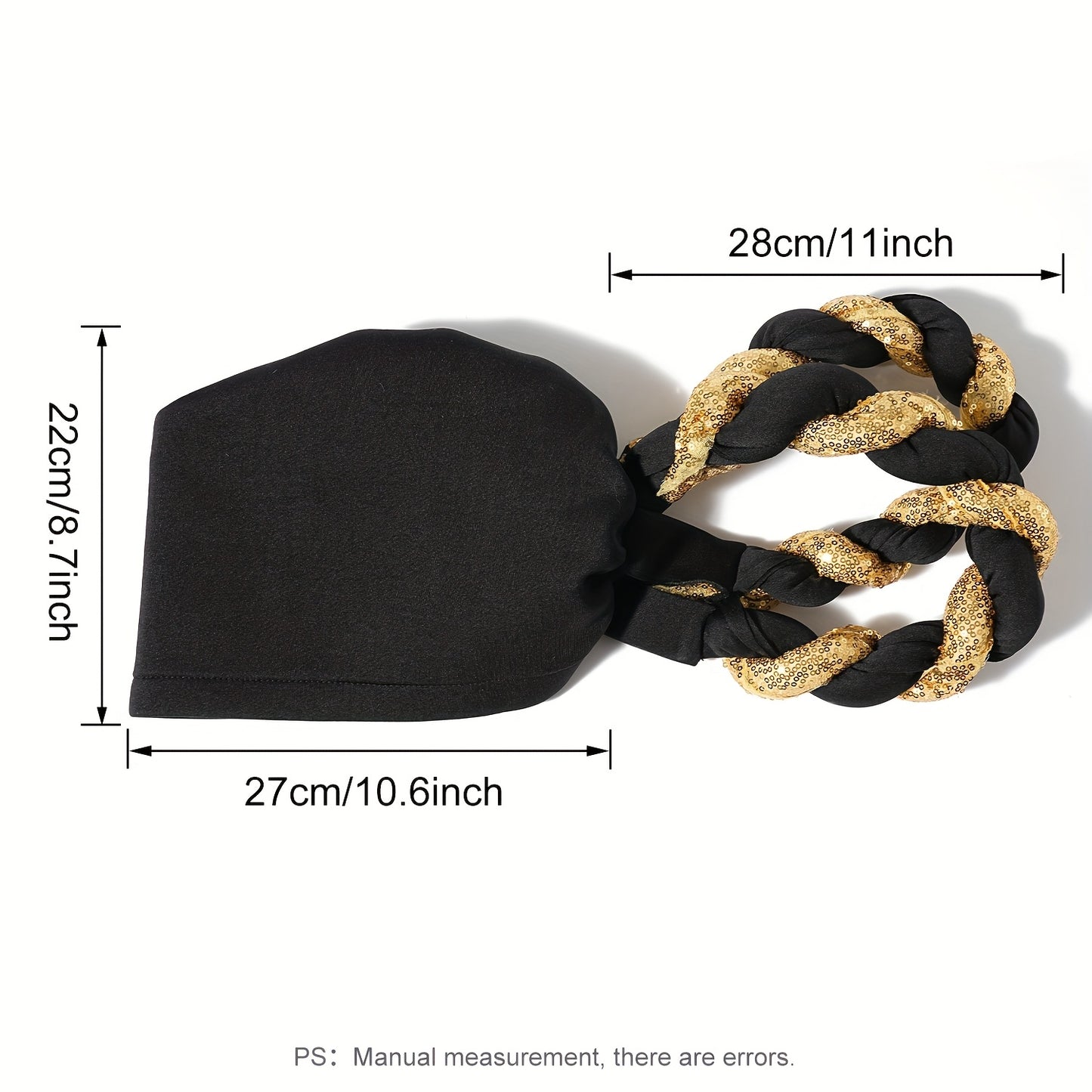 1pc Women's Elegant Turban Headwrap - Golden Spangle 2-Strand Braid, Lightweight Polyester, Non-Stretch - Wedding & Festive Attire | Hand Wash/Dry Clean | Toggle Closure
