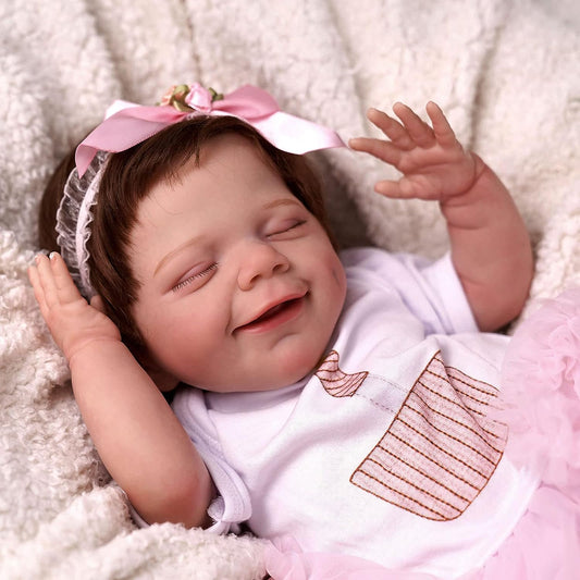 Full Body Silicone Smiling Reborn Doll 22 Inches - Mary