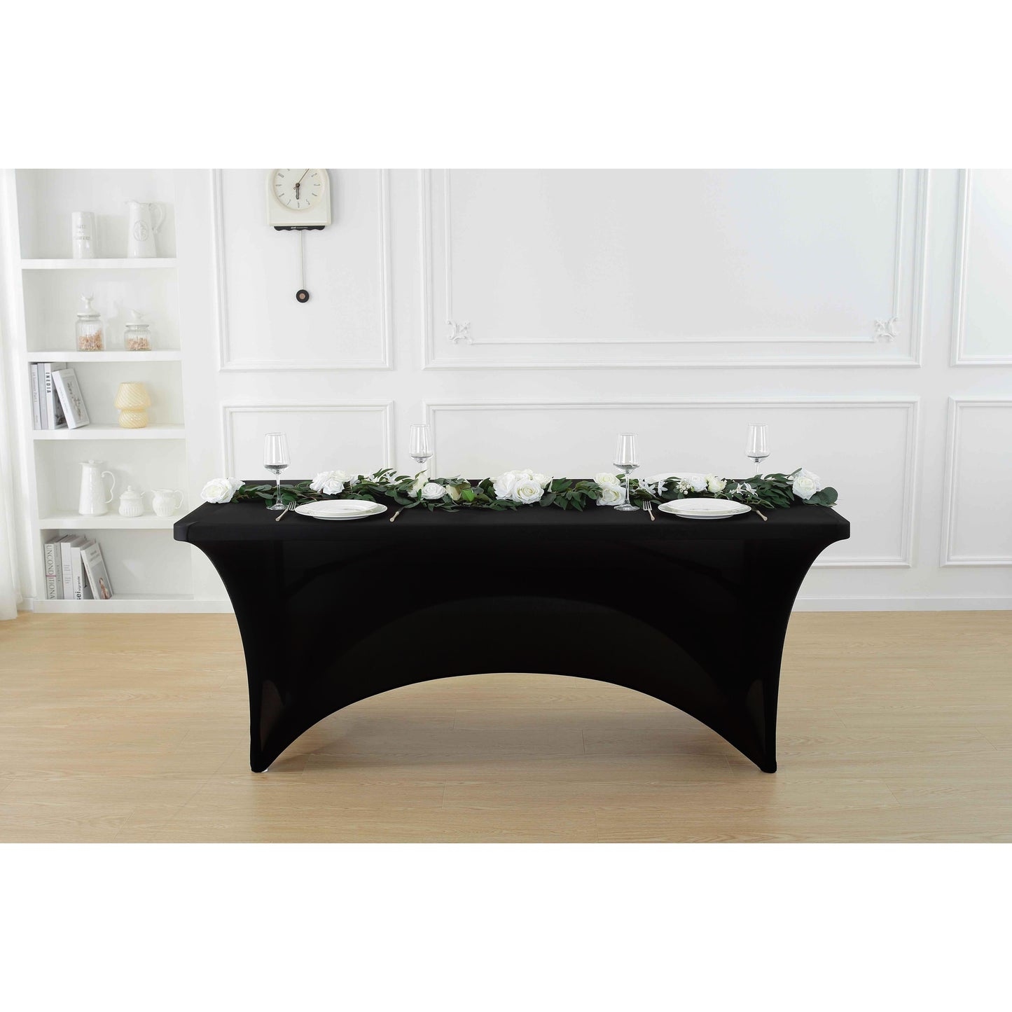 4pcs Spandex Tablecloth, Stretch Rectangle Table Covers - Elastic Spandex Polyester Blend, Perfect for Parties, Dances, Weddings, Exhibitions | Solid Colors, Easy Fit & Versatile Use, Table Cloth
