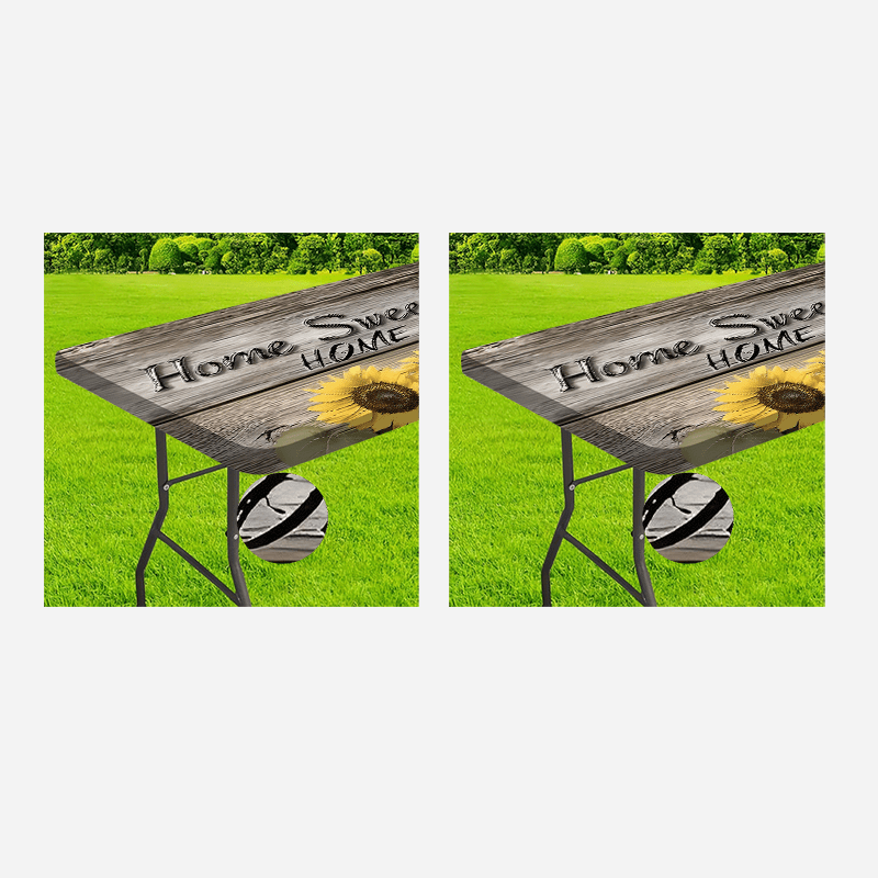 1pc Washable Outdoor Tablecloth Cover - Durable Polyester Fabric with Elastic Edges, Bright Colors for Camping, Picnics, Garden Parties - Indoor/Outdoor Use, Picnic Accessory, Rustic Design, Elastic Edge Finishing, Camping Es