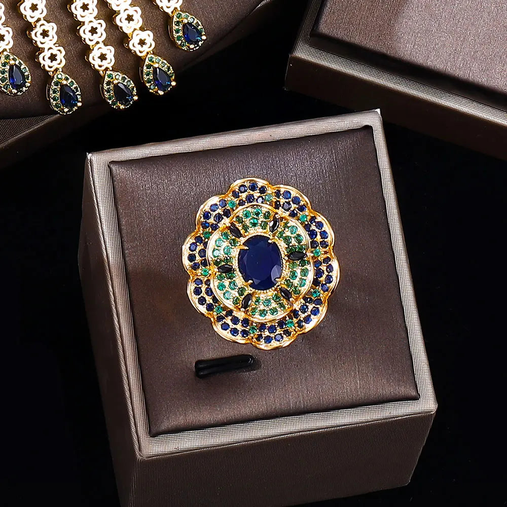 24k gold-plated cubic zirconia 4pcs bride's women jewelry set