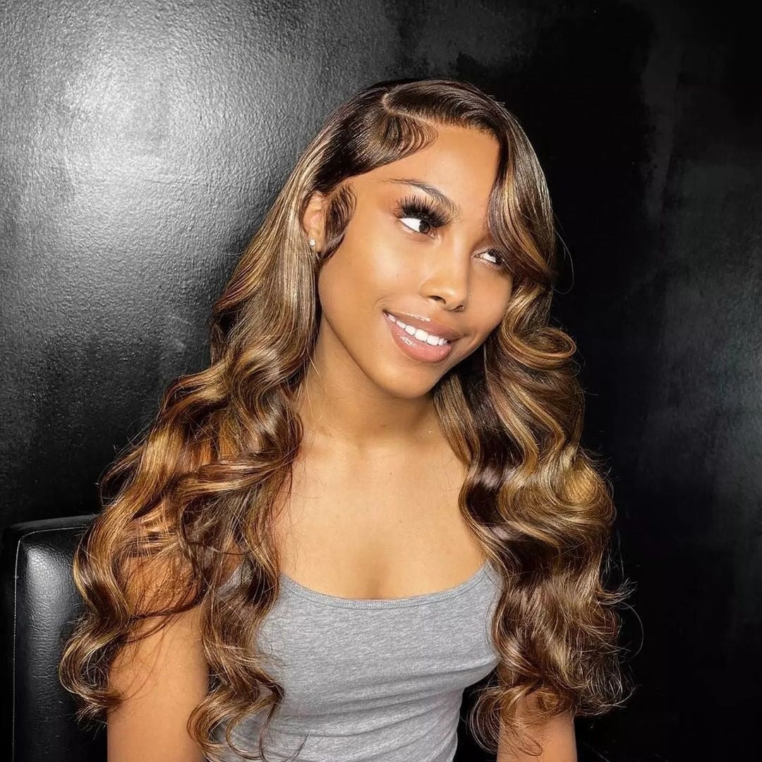 30 Inch Colored Highlight Human Hair Wigs Brazilian Loose Waves