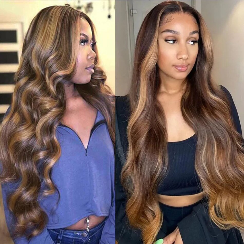 30 Inch Colored Highlight Human Hair Wigs Brazilian Loose Waves
