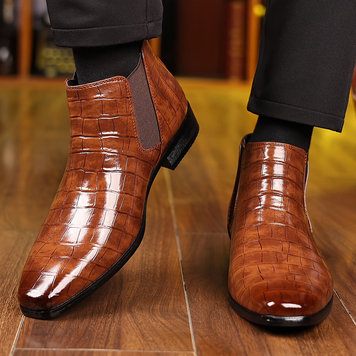 Men's Slip-On Checkered Boots