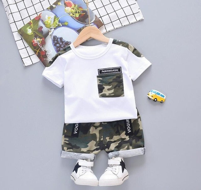 Summer Boys Clothing Sets T-shirt denim Shorts 2pcs Set