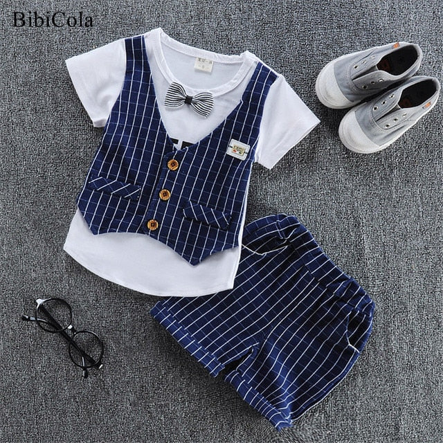 Summer Boys Clothing Sets T-shirt denim Shorts 2pcs Set