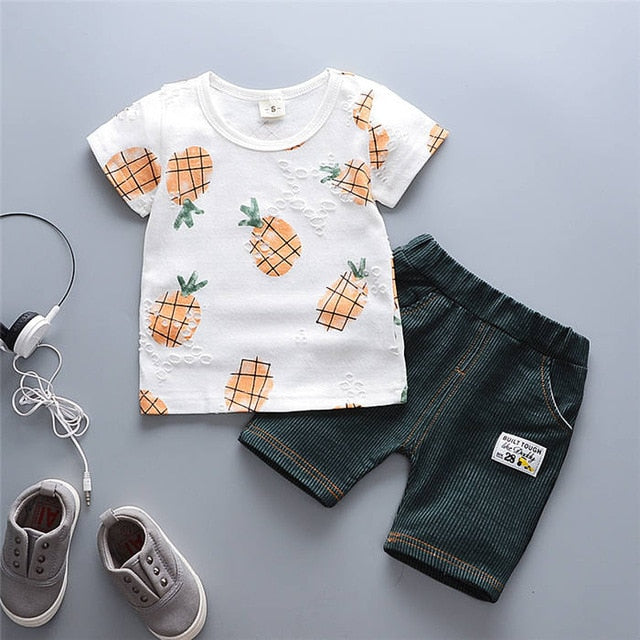 Summer Boys Clothing Sets T-shirt denim Shorts 2pcs Set