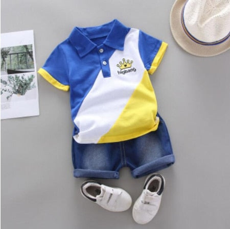 BibiCola Hot Sale Summer Boys Clothing Sets Children Boys Clothes Kids Fashion T-shit+denim Shorts 2pcs Suits Cotton Tracksuits