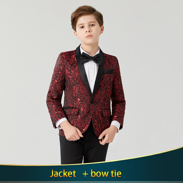 Boy's Casual Suit Blazer Flower Boy Suit Dress For Wedding Children Formal Blazer Clothes Children's Jacquard suit coat