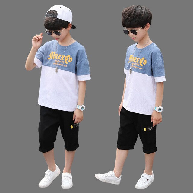 Boys Clothing Sets Summer Casual Outfit T-shirt + Pants Boys Clothes Children Clothing Suit Kids Tracksuit Teen 6 8 9 10 12 Year
