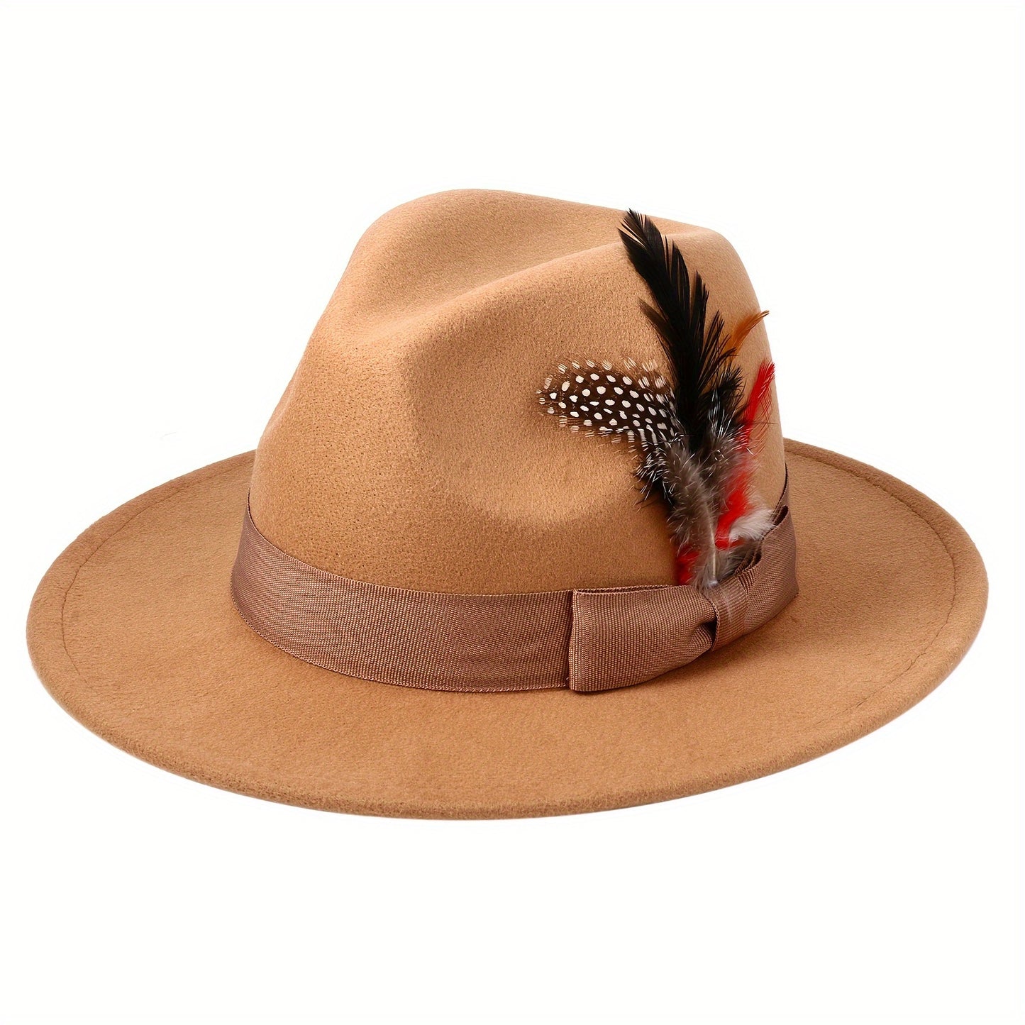 Unisex Wide Brim Felt Fedora Hat
