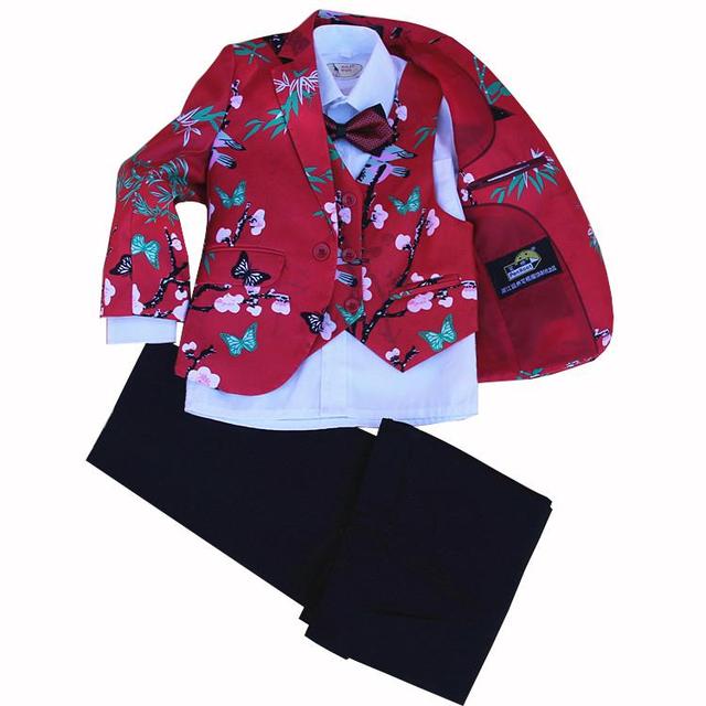 Boys Formal Suit high quality set Bird flower clothing