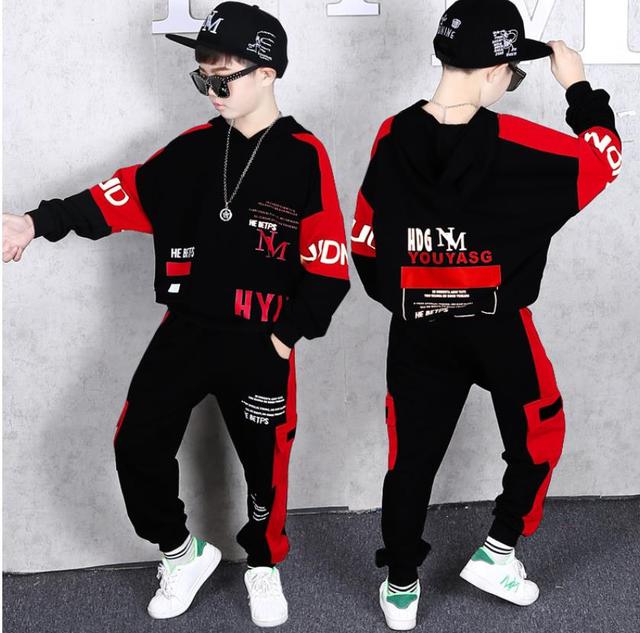 Children Tracksuit Hooded Green Hoodie Two-Piece Street Dance Sports Outfits For Boys Girls  Vetement Garcon 4 6 8 10 12 14 Yrs