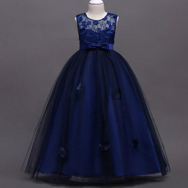 Children's Girl Wedding Flower Girl Wedding Ball Dress formal dress youth sleeveless Lace Applique dress 4~14 ysar