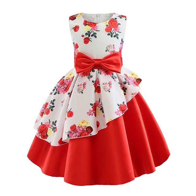 Christmas Princess Girls Flower Embroidered Dress Elegant Kids Girl Wedding Party Dresses Girls Halloween Dress Girls Clothes